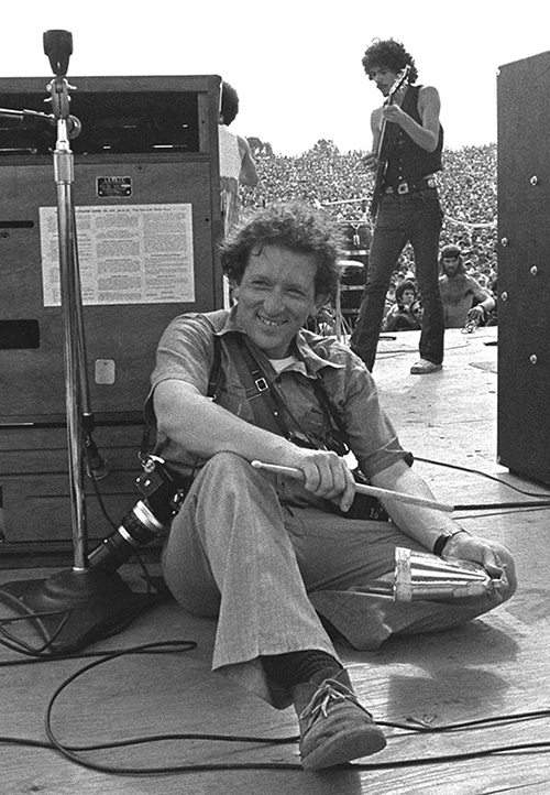 Baron onstage at Woodstock with Carlos Santana, Photo by Bill Graham